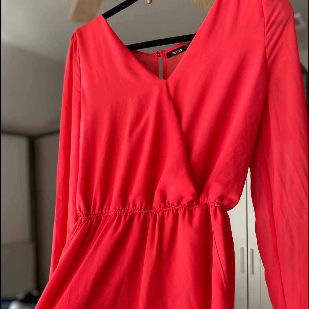 Red long sleeve romper